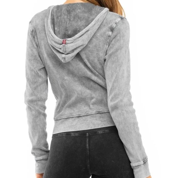Hardtail light grey ribbed zip up hoodie - Picture 2 of 4